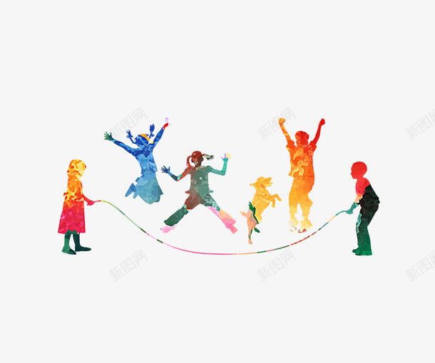 跳绳的孩子们png免抠素材_88icon https://88icon.com 剪影 孩子 海报 跳绳 跳绳孩童 运动
