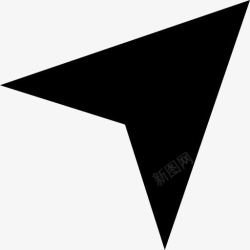 上方箭头指向右上方三角形的黑色形状象征图标高清图片