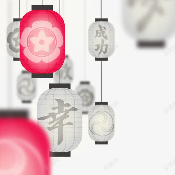 装饰灯笼矢量图ai免抠素材_88icon https://88icon.com 和风 成功 日式 红色 矢量图