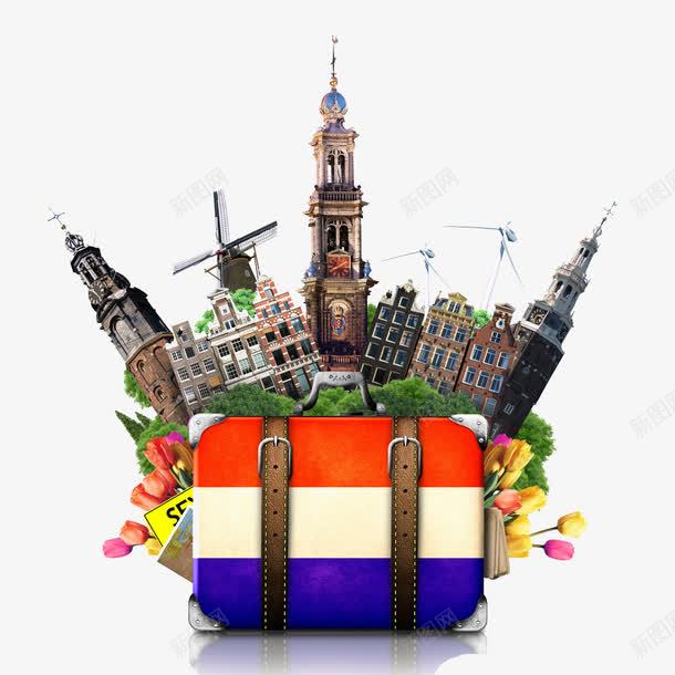 荷兰风景png免抠素材_88icon https://88icon.com 创意旅游 旅游素材 欧洲游 荷兰旅游 荷兰标志建筑 荷兰著名建筑 郁金香 风车