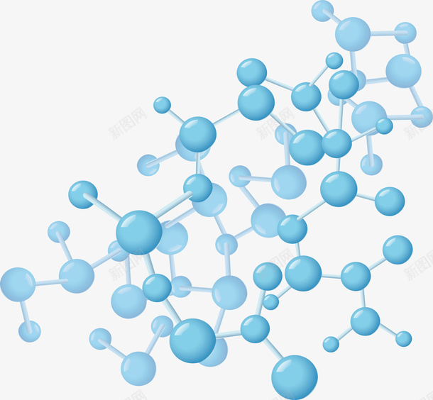 天蓝色分子结构png免抠素材_88icon https://88icon.com 分子 分子元素 分子示意图 分子结构 化学分子 生物分子 矢量png 蓝色分子