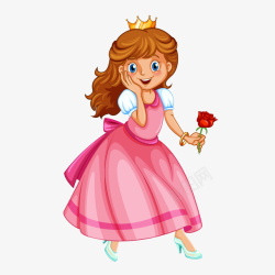 儿童春晚舞台卡通收到鲜花的公主矢量图高清图片