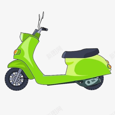 电动摩托车充电卡通时尚绿色代步小电动图标图标