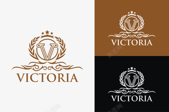 棕色花纹包字母V的logo图标图标