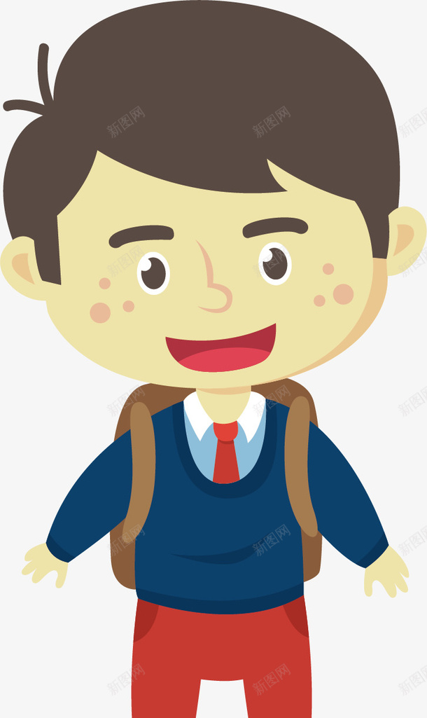 长痘痘的学生矢量图ai免抠素材_88icon https://88icon.com 卡通痘痘 学生 校服 男孩 痘痘 矢量图 短发 背包 领结