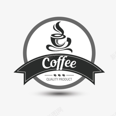 黑色背景圆形创意咖啡logo矢量图图标图标