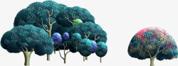 彩色油画树木树林元素素材