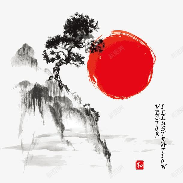 日本水墨山水风景画png图片免费下载-素材wuudttt-88ICON