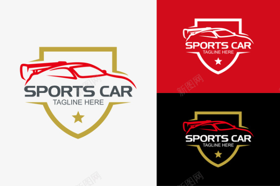 运动足球盾牌的车子logo矢量图图标图标