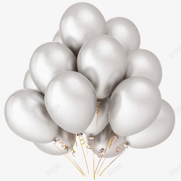 一束气球png免抠素材_88icon https://88icon.com 氢气球 玩具 银色