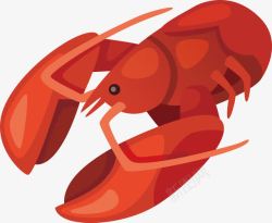 澳洲小青龙虾红色龙虾卡通手绘高清图片