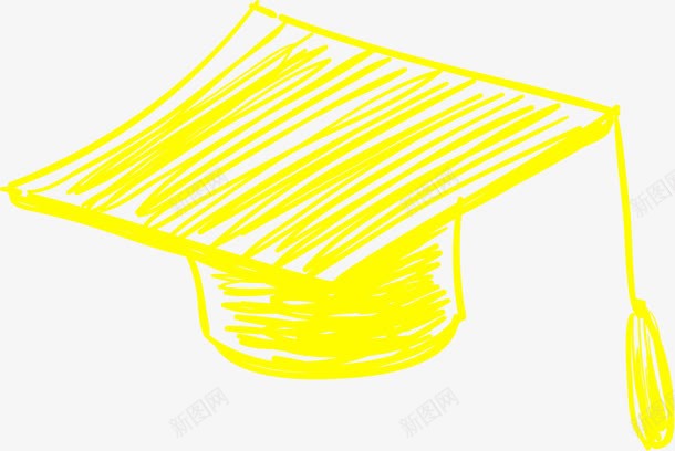 黄色学士帽装饰图案png免抠素材_88icon https://88icon.com 儿童蜡笔画 免抠PNG 博士帽 卡通 学位 学士帽 帽子 涂鸦 线条 蜡笔画