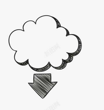 黑白树手绘黑白云朵边框图标图标