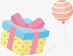 粉色猴子玩具手绘彩色礼盒气球矢量图高清图片
