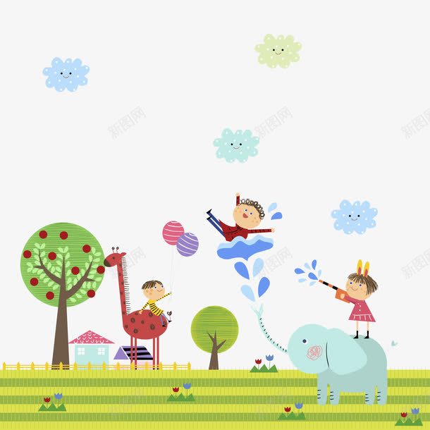 动物园玩耍png免抠素材_88icon https://88icon.com zoo 儿童 卡通人物 卡通手绘 大象 水彩画 肖像画 装饰图案 长颈鹿