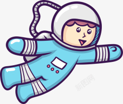 招手太空人蓝色可爱卡通宇航员高清图片