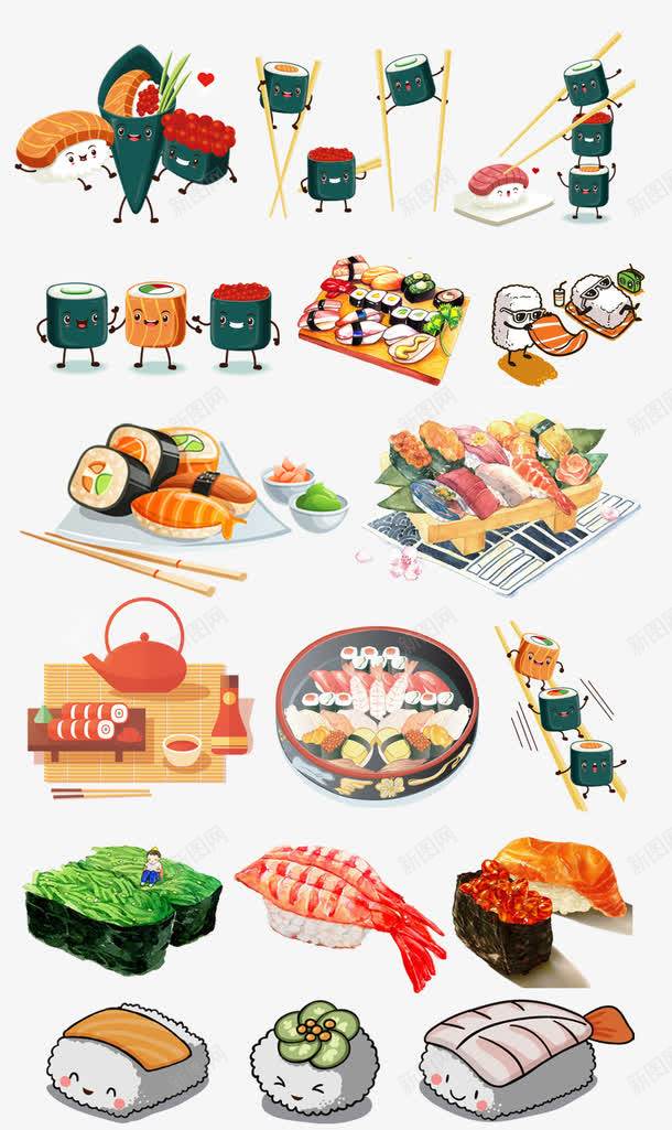 手绘卡通可爱寿司日本料理png免抠素材_88icon https://88icon.com 卡通 可爱 寿司 手绘 料理插图 日料手绘 日本料理 漫画风格 表情