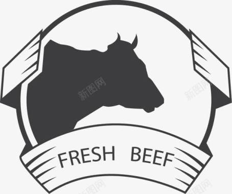 嫩牛肉复古食品标签图标图标