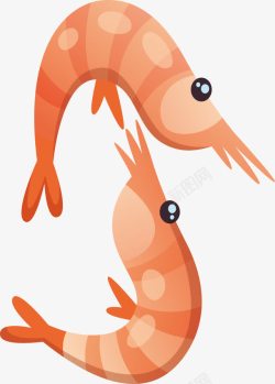 海鲜大虾手绘卡通食物大虾元素高清图片