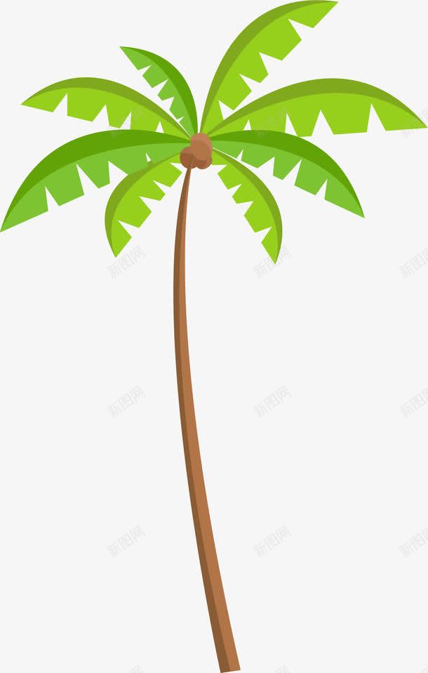 绿色椰子树png免抠素材_88icon https://88icon.com 免抠PNG 卡通 夏季 夏日沙滩 椰子树 海南 海滩 海边 海边装饰
