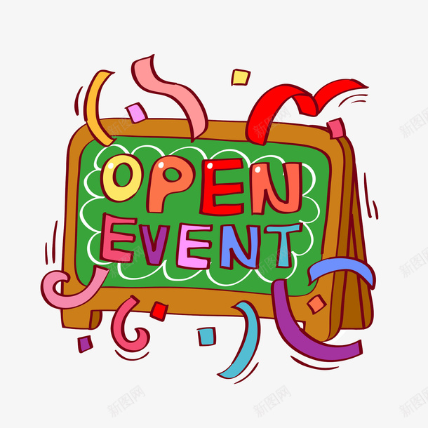 卡通新店开业展板图png免抠素材_88icon https://88icon.com 丝带 创意的 小黑板 庆祝 开业 插图 英文字
