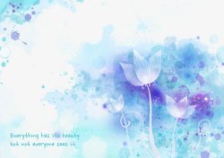 泼墨花朵彩色水墨蓝色系花朵背景高清图片