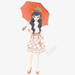 卡通女模特撑伞的女孩高清图片