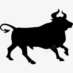 填充轮廓形状公牛的剪影图标高清图片