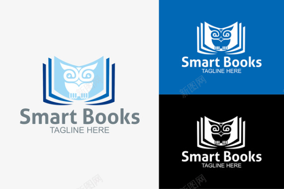 简约蓝色的书籍logo矢量图图标图标