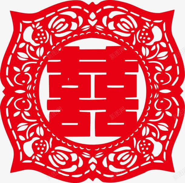 红色结婚剪纸帖png免抠素材_88icon https://88icon.com 中国元素框 中国风矢量图 中式风格 喜字 相框 红双喜 红色 线框 装饰 贴纸 边框 边框矢量图