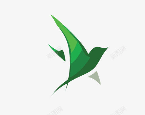 展翅白鹅绿色飞翔的小燕子图案标志图标图标