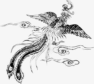 手绘黑色线条凤凰装饰png免抠素材_88icon https://88icon.com 凤凰 手绘 线条 装饰 黑色