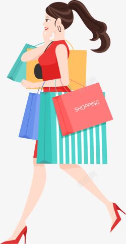 购物纸质手提袋购物中的女人高清图片