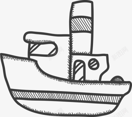 轮船简笔画交通工具轮船矢量图图标图标