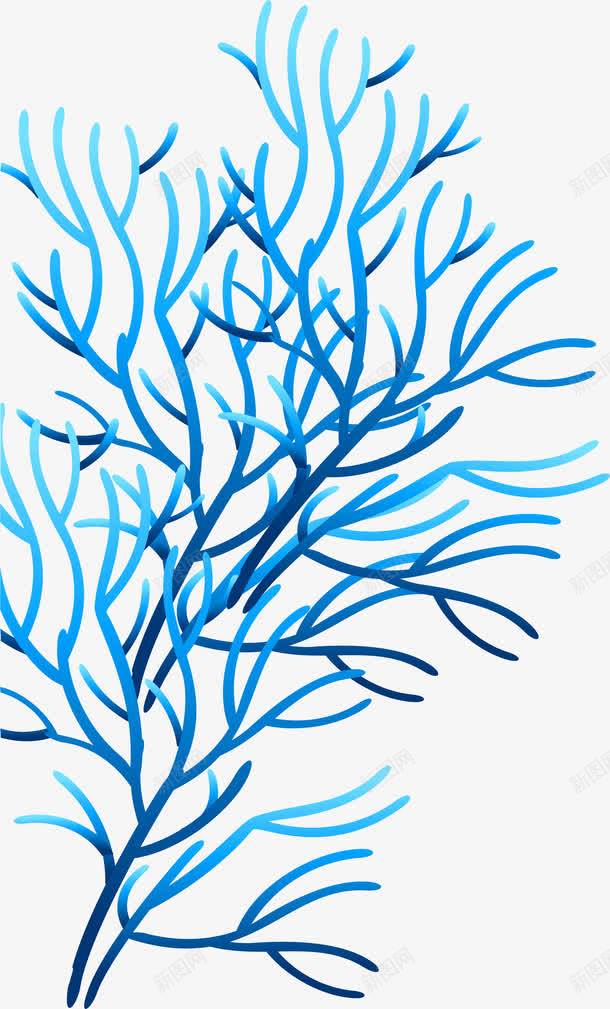 蓝色简约珊瑚植物png免抠素材_88icon https://88icon.com 免抠PNG 植物 海底 珊瑚 简约 蓝色 装饰图案