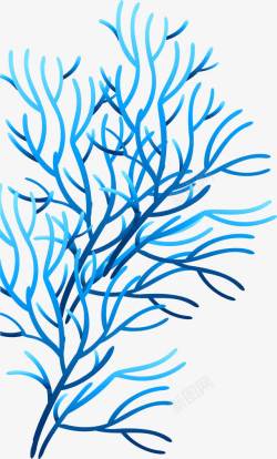 蓝色简约珊瑚植物素材