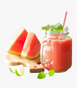 鲜榨西瓜汁美味的红色西瓜汁实物高清图片