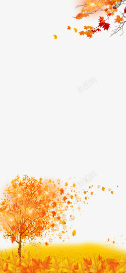 立夏节气清新海报二十四节气立秋枫叶主题边框高清图片