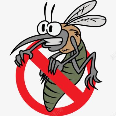 逃跑卡通禁止蚊子疾病预防宣传图标免图标