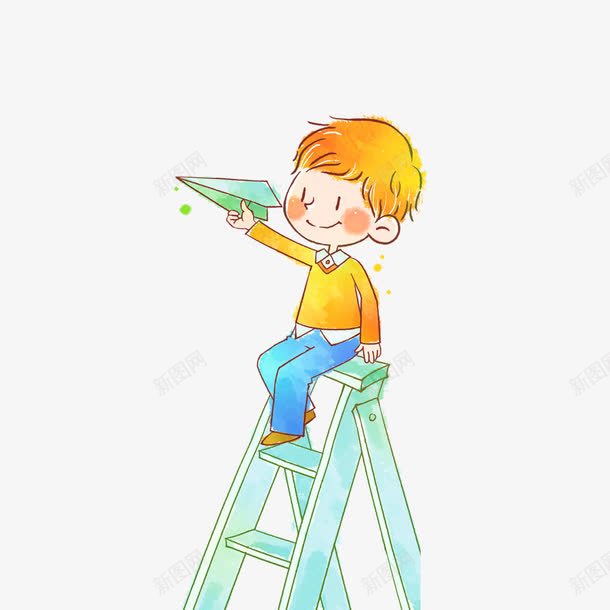 坐在梯子上放纸飞机的男孩png免抠素材_88icon https://88icon.com 人物 卡通 手拿飞机 木质梯子 楼梯 玩耍 男孩 纸飞机