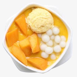 球子糯米小圆子和芒果加冰激凌球高清图片