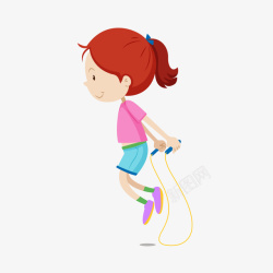 儿童趣味运动会卡通跳绳的小女孩矢量图高清图片