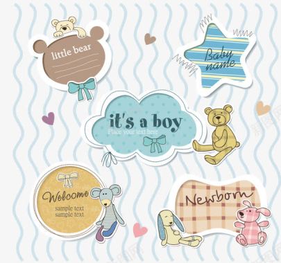 婴儿产品促销可爱卡通婴儿标签图标图标