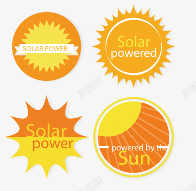 创意设计4款创意太阳能标图标图标