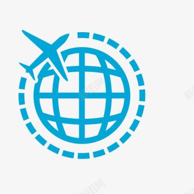 地球小树飞机环球旅行图标图标