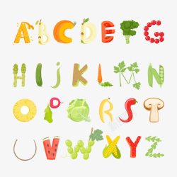 草莓艺术字26个蔬菜水果字母高清图片