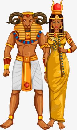 埃及法老埃及羊头法老和夫人高清图片