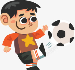 男孩玩足球插画踢足球小男孩卡通高清图片