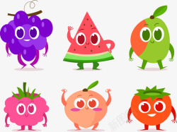 6款彩色表情水果矢量图素材