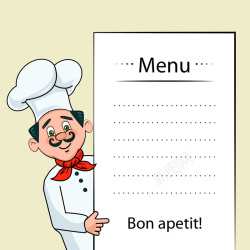 卡通厨师菜单海报
